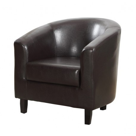 Stylish Tub Chair In Brown Faux Leather
