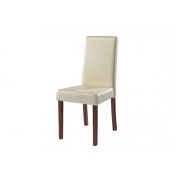 Brompton Cream Faux Leather Chair with Walnut Coloured Legs Pack of 2
