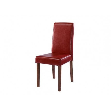 Brompton Red Faux Leather Chair with Walnut Coloured Legs Pack of 2