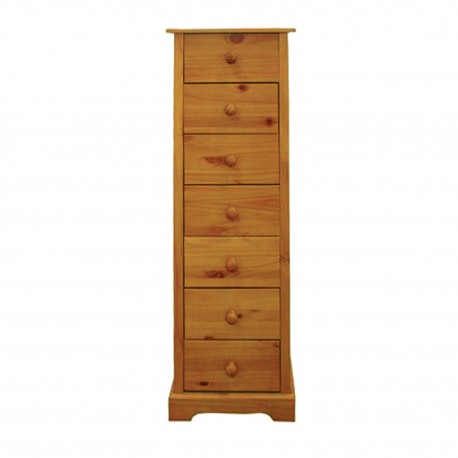 Baltic 7 Drawer Narrow Chest, Contemporary Style, Antique Pine