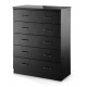 Novello 5 Drawer Chest, Uber Trendy Design, High Gloss Black