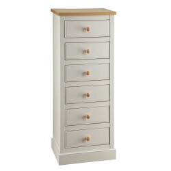 St Ives 6 Drawer Tall Chest of Draws in Dove Grey Finish with Real Ash Vaneers on Top