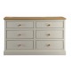 St Ives 6 Drawer Wide Chest Dove Grey Finish with Real Ash Vaneer on Top