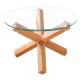 Oporto Coffee Table, Clear Bevelled Glass Top, Solid Oak Legs