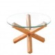 Oporto Coffee Table, Clear Bevelled Glass Top, Solid Oak Legs