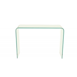 Azurro Glass Console Table, Gently Curved SIdes, Sleek and Contemporary