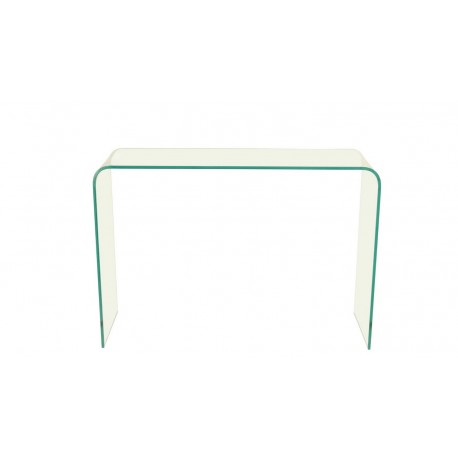 Azurro Glass Console Table, Gently Curved SIdes, Sleek and Contemporary