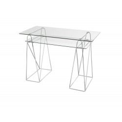 Fuse Office Desk, Glass top, Chrome Legs