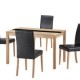 Ashleigh Dining Set Medium, 4 Black Faux Leather Chairs, Ash Veneers