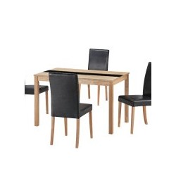 Ashleigh Dining Set Medium, 4 Black Faux Leather Chairs, Ash Veneers