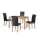 Ashleigh Dining Set Medium, 4 Black Faux Leather Chairs, Ash Veneers