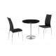 Athena Dinning Set, High Gloss Black, Chrome pedestal, 2 Black Faux Leather Chairs