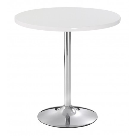 Athena Dinning Set, High Gloss White, Chrome pedestal, 2 White Faux Leather Chairs