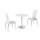 Athena Dinning Set, High Gloss White, Chrome pedestal, 2 White Faux Leather Chairs