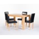 Cambridge Dining Set, 4 Black Faux Leather Chairs, Attractive Oak Finish