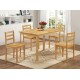 Derby Dining Set, 4 Solid Chairs, Oak Finish