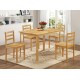 Derby Dining Set, 4 Solid Chairs, Oak Finish