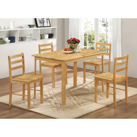 Derby Dining Set, 4 Solid Chairs, Oak Finish
