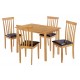 Newark Dining Set, 4 Oak Chairs With Brown Faux Leather Seat Pad, Natural Oak Finish,