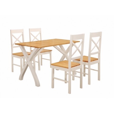 Normandy Dining Set, 4 Chairs, Clean Counrty Cottage Look, Painted White Finish