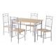 Paloma Dining Set, 4 Solid Chairs, Silver Finish