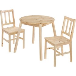 Prague Round Top Dining Set, 2 Chairs, Angled Legs, Knotty Pine Effect