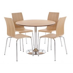 Soho Dining Set in Real Oak Vaneer Round Table and 4 Chairs
