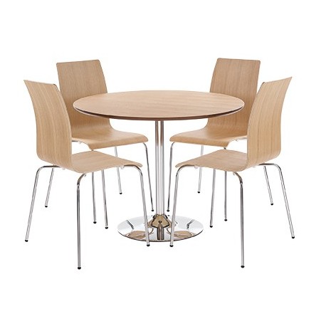 Soho Dining Set in Real Oak Vaneer Round Table and 4 Chairs