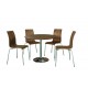 Soho Dining Set in Real Walnut Vaneer Round Table and 4 Chairs