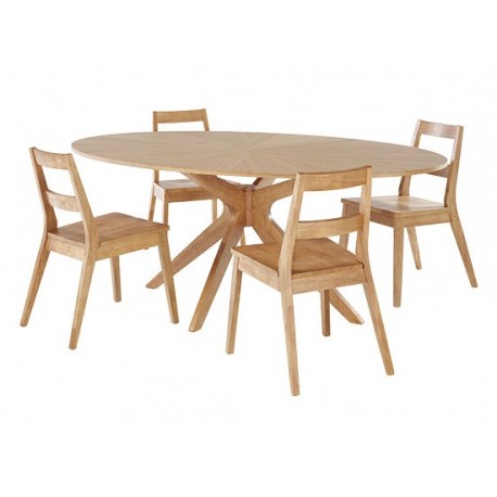 Malmo Dining Table, Starbust Pattern, Scandinavian Style, Solid Wood, White Oak Venners