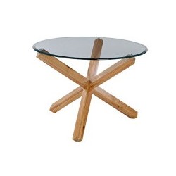 Oporto Table Only, Clear Bevelled Glass Top, Solid Oak Legs