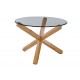 Oporto Table Only, Clear Bevelled Glass Top, Solid Oak Legs