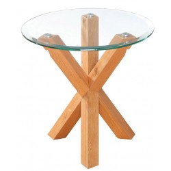 Oporto End/Lamp Table, Clear Bevelled Glass Top, Solid Oak Legs