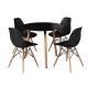 Orly Black Round Table, Tapered Angled Legs, Retro Style
