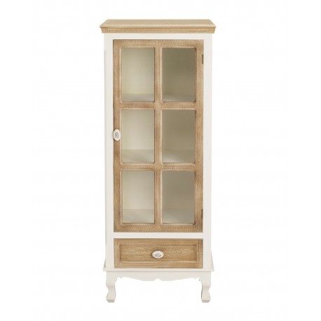 Juliette Display Unit, Glass Door, 1 Drawer, Vintage Shabby Chic Style, Solid Pine And MDF, Painted Finish