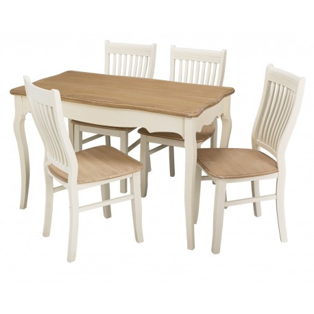 Juliette Dining Table, Shabby Chic Style, MDF And Pine Wood, Painted Finish