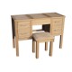 Oakridge Dressing Table & Stool, Includes Folding Mirror, Ash Veneer, Oak Finish