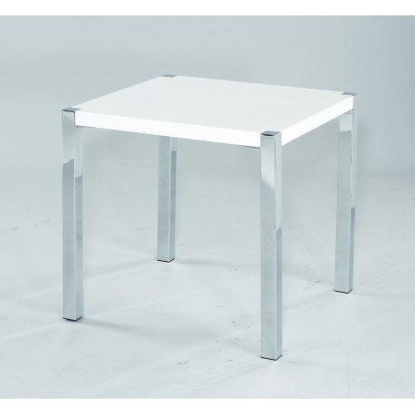 Novello End Table, Chrome Legs, Modern Style, High Gloss White