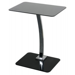 Neo Laptop Table, Black Glass Top, Chorme Detail