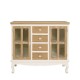 Juliette Sideboard, 2 Glass Doors, 4 Drawers, Vintage Chic Style, Painted Finish, Solid Pine Wood, MDF