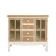 Juliette Sideboard, 2 Glass Doors, 4 Drawers, Vintage Chic Style, Painted Finish, Solid Pine Wood, MDF