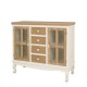 Juliette Sideboard, 2 Glass Doors, 4 Drawers, Vintage Chic Style, Painted Finish, Solid Pine Wood, MDF