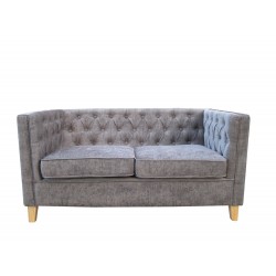 York Chenille Style Grey Fabric 2 Seater Sofa