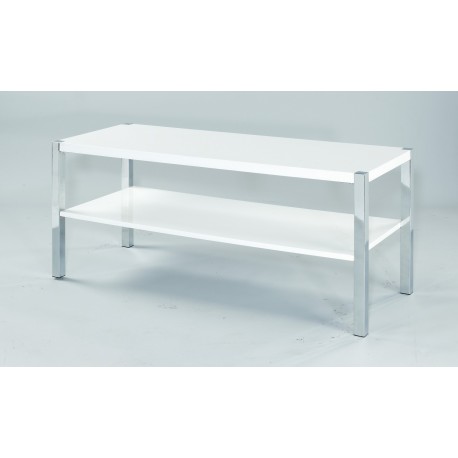 Novello TV Unit/Stand, Chrome Legs, Modern Style, High Gloss White