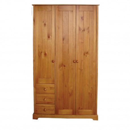 Baltic Wardrobe 3 Door + 3 Drawer With Hanging Rail, Antique Pine Finish