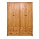 Baltic 4 Door Wardrobe + 6 Drawers, Hanging Rail, Contemporary Style, Antique Pine Finish