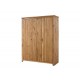 Havana 3 Door Wardrobe, 3 Internal Shelves, Solid Pine Wood, Classic Colour Tones