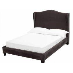 Chateaux 4'6" Double Bed Striking Charcoal Wing Bed, Velvet Fabric, Adds Dramatic Look