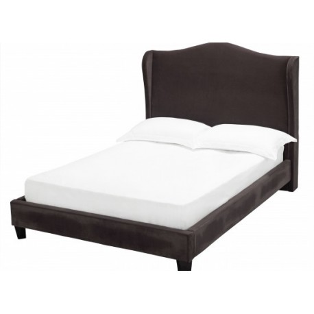 Chateaux 5'0" Kingsize Bed Striking Charcoal Wing Bed, Velvet Fabric, Adds Dramatic Look