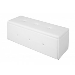 Diamante Ottoman, storage Box, Toy Box, Blanket Box, White Faux Leather